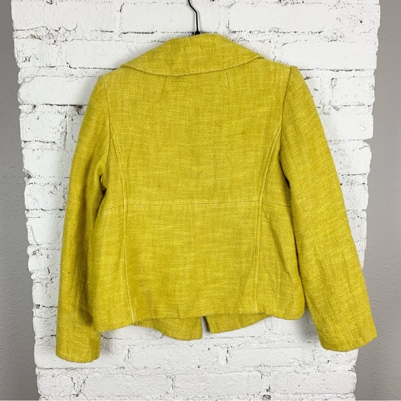 Milly New York Yellow Triple Button Double Breasted Twee Tweed Coat Blazer 6 - Picture 9 of 13